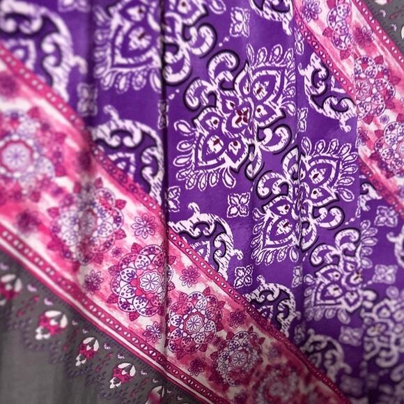 NYC Women's Gray Purple Pink Maxi Adjustable Spaghetti Strap Summer Dress Size M - Picture 4 of 6